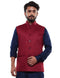VASTRAMAY Men's Maroon Cotton Blend Nehru Jacket